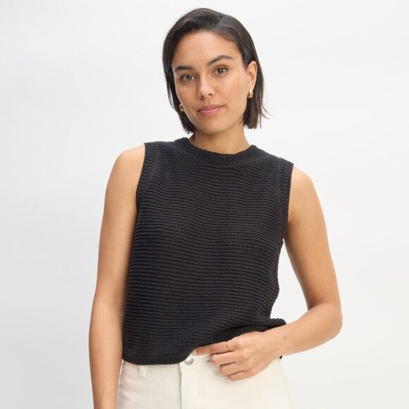 Everlane | The Organic Cotton Open-Stitch Tank   Size: L Color: Black - Picture 1 of 15